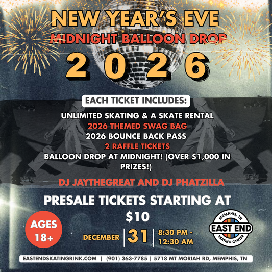 New Years Eve Midnight Balloon Drop Adult Skate Party